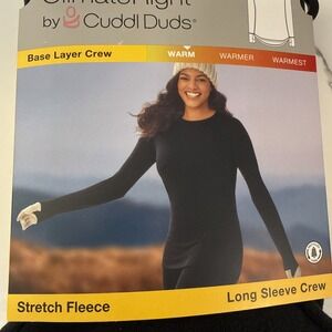 ClimateRight Cuddl Duds Women Large Long Sleeve Fleece Crew Base Layer Top Warm